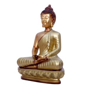 Golden Meditating Buddha Statue – Decorative Resin Sculpture for Home, Office, and Spiritual Spaces (L-17cm,B-12cm,H-25cm)