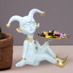 10.5-Inch White Jester Figurine Candy & Snack Holder