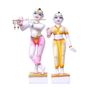 Jugal Jodi Radha & Krishna Idol Showpiece for Home Decor (Pink & Yellow) Marble - 12 Inch - Image 2