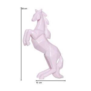Hand Lifting Horse Showpiece for Home Decor (Light Pink) Polyresin – 10.5 Inch