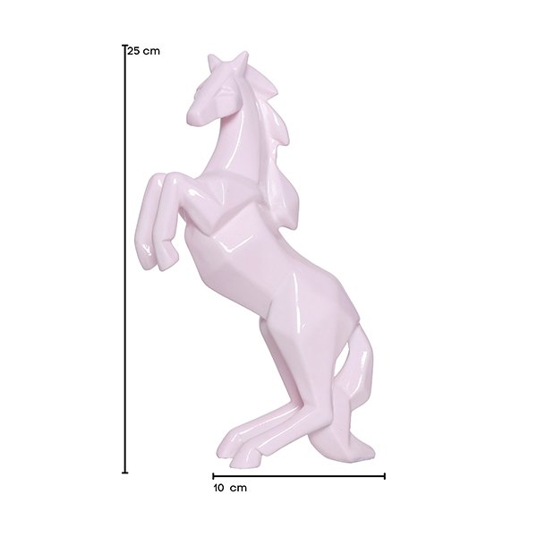 Hand Lifting Horse Showpiece for Home Decor (Light Pink) Polyresin – 10.5 Inch