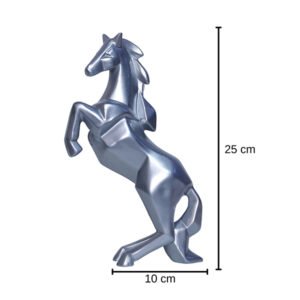 Hand Lifting Horse Showpiece for Home Decor (Silver & Black) Polyresin – 10.5 Inch - Image 3