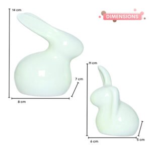 Rabbit Showpiece Set of 2 for Home Decor (Light Green) Polyresin – 5.5 Inch - Image 3