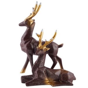 Brown Deer Couple Showpiece – 8 Inch Resin Figurine - Image 2