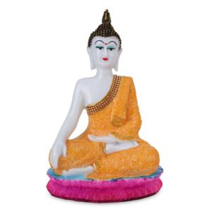 Hand Down Buddha Showpiece for Home Decor (Orange) Marble - 10.5 Inch - Image 3