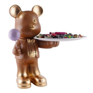 11-Inch Resin Bear Candy Holder with Tray – Cute & Stylish - Image 2