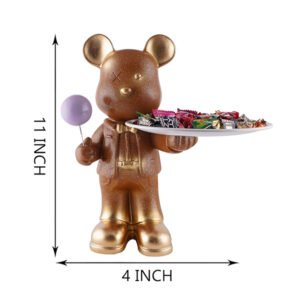 11-Inch Resin Bear Candy Holder with Tray – Cute & Stylish - Image 3