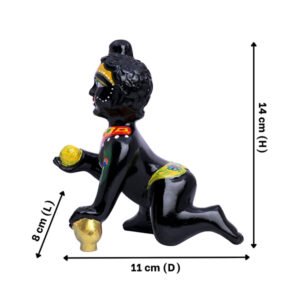 Laddu Gopal Krishna Idol Showpiece for Home Decor (Black) Marble - 6 Inch - Image 3