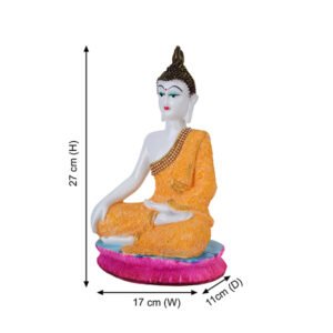 Hand Down Buddha Showpiece for Home Decor (Orange) Marble - 10.5 Inch - Image 2