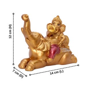 Musician Ganesha Idol Showpiece for Home Decor (Golden) Polyresin – 5 Inch - Image 3