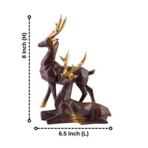 Brown Deer Couple Showpiece – 8 Inch Resin Figurine - Image 3
