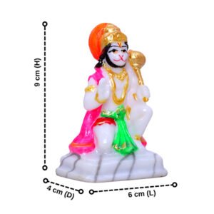 Lord Hanuman Idol – 9 cm (H) x 6 cm (L) x 4 cm (D) | Resin Statue for Home, Temple & Office - Image 2