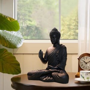 Meditation Big Buddha Showpiece for Home Decor (Black) Polyresin - 15 Inch - Image 1