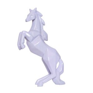 Hand Lifting Horse Showpiece for Home Decor (Light Purple) Polyresin – 10.5 Inch - Image 3