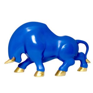 Bull Showpiece for Home Decor (Blue) Polyresin – 7 Inch - Image 3