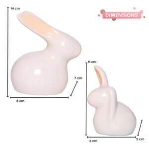 Rabbit Showpiece Set of 2 for Home Decor (Peach) Polyresin – 5.5 Inch - Image 2