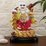 Laughing Buddha Showpiece for Home Decor (Red & Yellow) Marble - 7.5 Inch