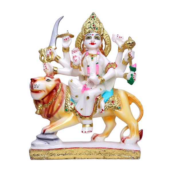 Goddess Maa Durga Idol Showpiece for Home Decor (White) Marble – 9.5 Inch