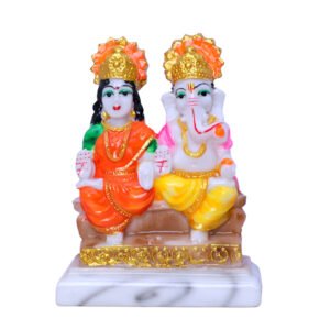 Laxmi-Ganesh Idol Showpiece for Home Decor (Multicolor) Marble – 4 Inch - Image 2