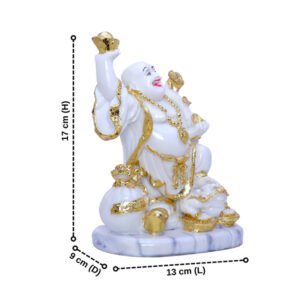 White & Gold Laughing Buddha Statue - 17cm Feng Shui Decor