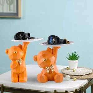 7&9 Inch Orange Bear Tray Holder – Geometric Design - Image 1
