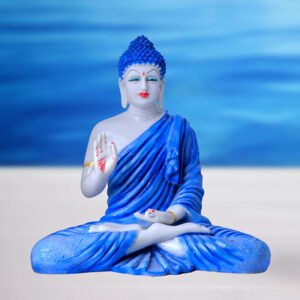 Meditation Big Buddha Showpiece for Home Decor (Blue) Marble - 15 Inch - Image 1