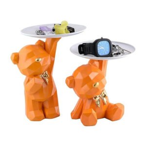 7&9 Inch Orange Bear Tray Holder – Geometric Design - Image 2