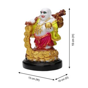 Laughing Buddha Showpiece for Home Decor (Red & Yellow) Marble - 7.5 Inch