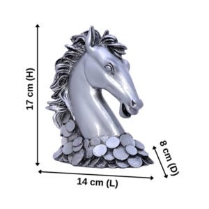 Antique Horse Face Showpiece for Home Decor (Silver) Polyresin - 7 Inch