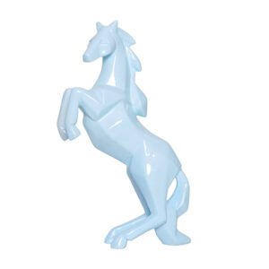 Hand Lifting Horse Showpiece for Home Decor (Light Blue) Polyresin – 10.5 Inch