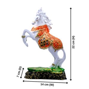Antique Hand Lifting Horse Showpiece for Home Decor (Orange) Polyresin – 9 Inch - Image 2