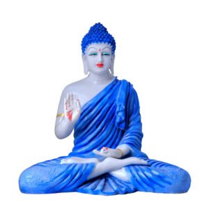 Meditation Big Buddha Showpiece for Home Decor (Blue) Marble - 15 Inch - Image 2
