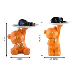 7&9 Inch Orange Bear Tray Holder – Geometric Design - Image 3