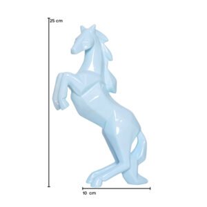 Hand Lifting Horse Showpiece for Home Decor (Light Blue) Polyresin – 10.5 Inch