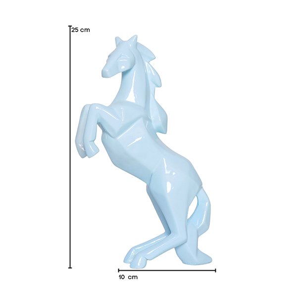 Hand Lifting Horse Showpiece for Home Decor (Light Blue) Polyresin – 10.5 Inch