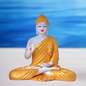 Meditation Big Buddha Showpiece for Home Decor (Golden) Marble - 15 Inch - Image 1