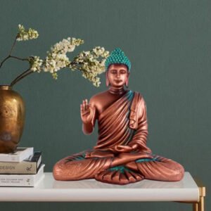 Meditation Big Buddha Showpiece for Home Decor (Copper) Polyresin - 15 Inch - Image 1
