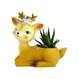 Deer Flower Pot Showpiece for Home Decor (Yellow) Polyresin – 3.5 Inch - Image 2
