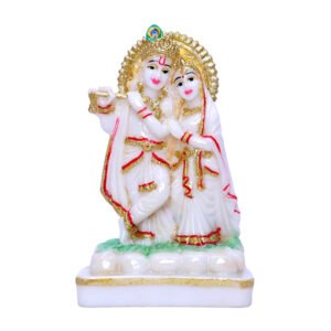 Radha-Krishna Idol Showpiece for Home Decor (Golden Foil) Marble – 6 Inch - Image 2