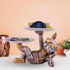 9-Inch Relaxing French Bulldog Butler Tray – Resin Décor - Image 1