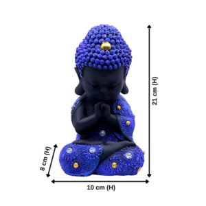 Baby Monk Buddha  Showpiece for Home Decor (Blue & Black) Polyresin – 8 Inch - Image 3