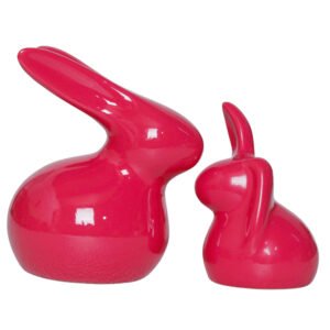 Rabbit Showpiece Set of 2 for Home Decor (Red) Polyresin – 5.5 Inch - Image 2