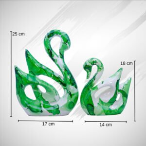 Lucky Swan Couple Showpiece for Home Decor (Green) Polyresin – 10 Inch - Image 3