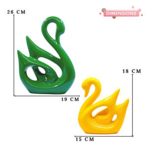 Lucky Swan Couple Showpiece for Home Decor (Green & Yellow) Polyresin – 10 Inch