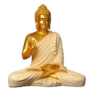 Meditation Big Buddha Showpiece for Home Decor (White & Golden) Polyresin - 15 Inch - Image 2