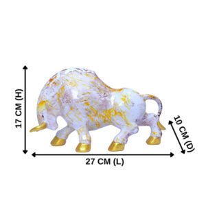 Bull Showpiece for Home Decor (Multicolor) Marble – 7 Inch - Image 3