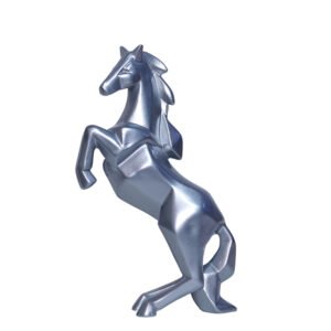 Hand Lifting Horse Showpiece for Home Decor (Silver & Black) Polyresin – 10.5 Inch - Image 2
