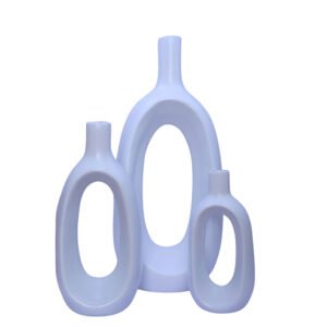 Oval-Shaped Flower Vases for Home Decor (White) Polyresin – 9.5 Inch - Image 2
