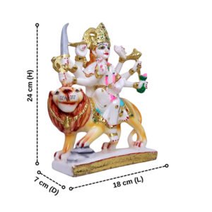 Goddess Maa Durga Idol Showpiece for Home Decor (White) Marble – 9.5 Inch
