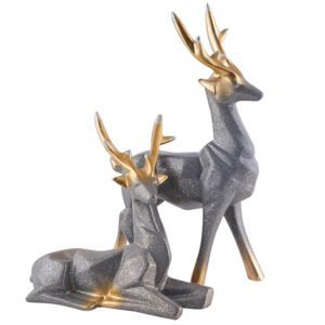 Grey Deer Couple Showpiece – 8 Inch Resin Figurine - Image 2